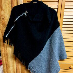 Black and gray poncho